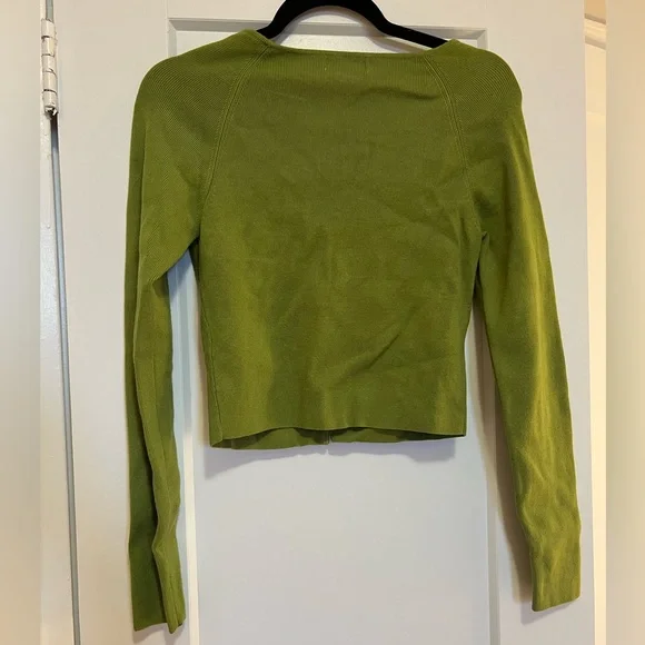 Maeve Anthropologie Isabella Cropped Cardigan Green Sweater - Picture 6 of 8